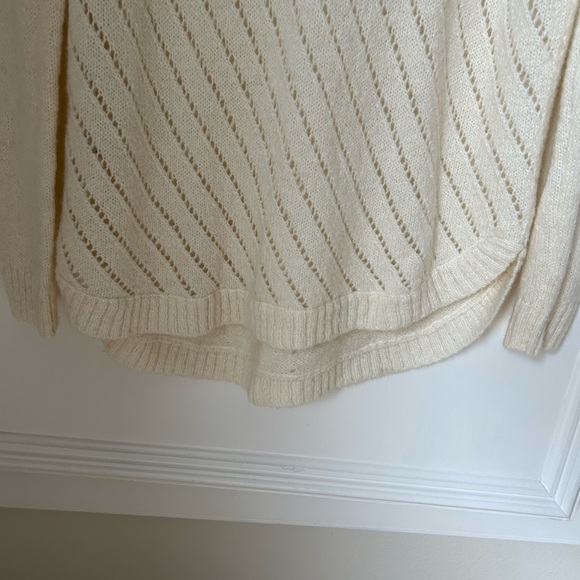Lou & Grey Cream Off White Turtleneck Sweater Open Knit Medium M - Picture 8 of 12